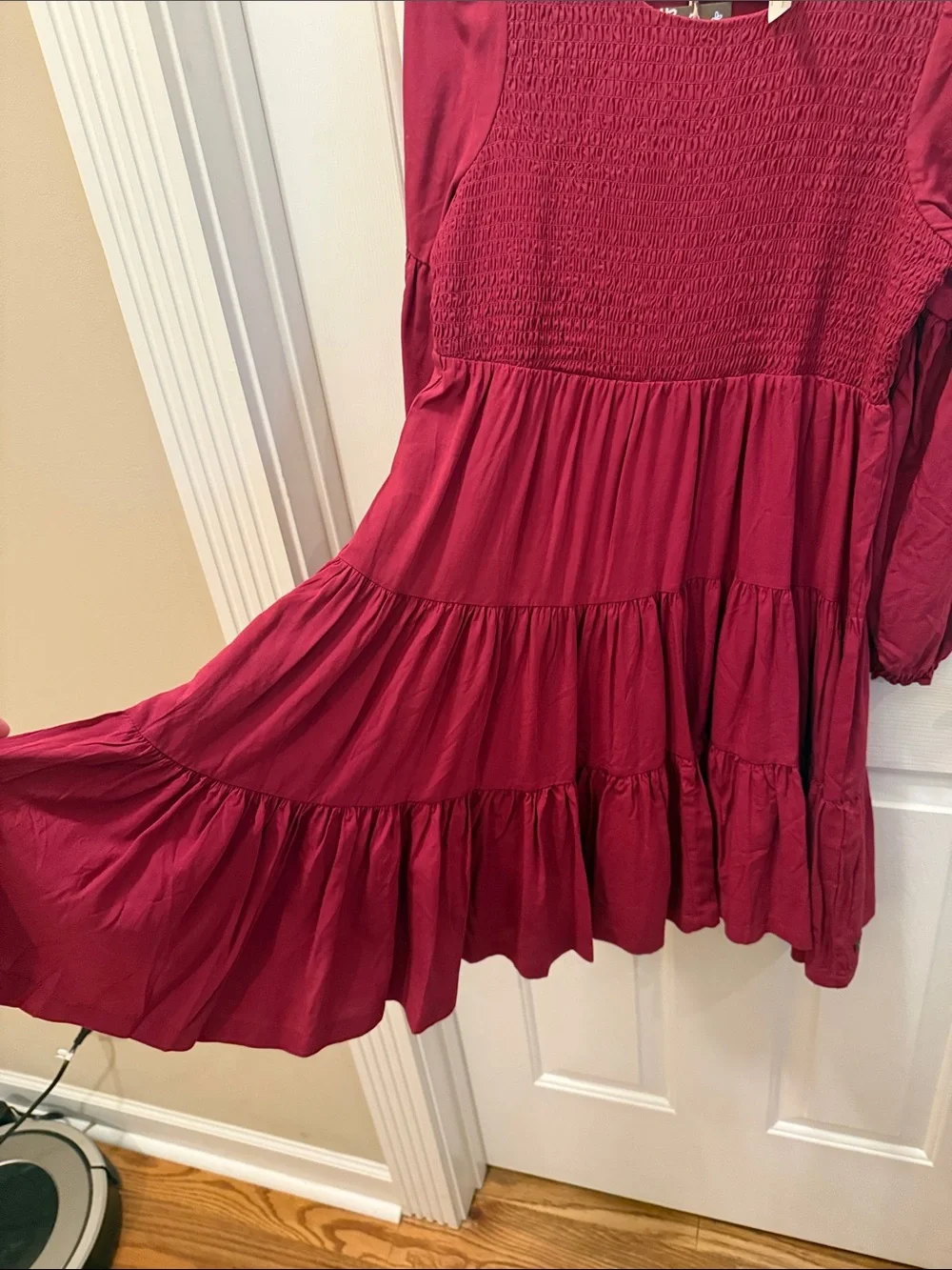 Matilda Jane Burgundy Amaranthos Smocked Tiered Long-Sleeve Dress